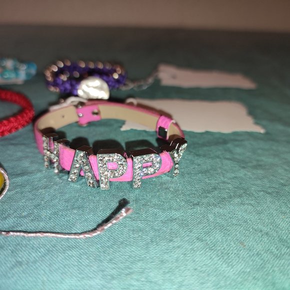 Bundle 7 Bracelets Leopard Print Yellow Blue Red Purple Pink elastic girl Teen - Picture 5 of 9